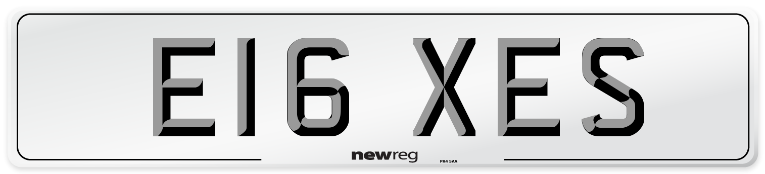 E16 XES Number Plate from New Reg